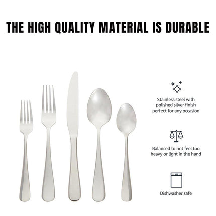 20/40pcs Stainless Steel Cutlery Set Knife Fork Spoon Western Hotel Tableware