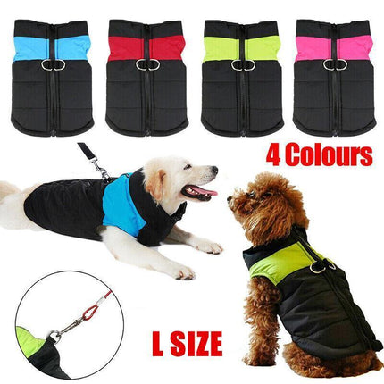L Size Large Dog Jacket Padded Waterproof Pet Clothes Warm Windbreaker Vest Coat Winter - Aimall