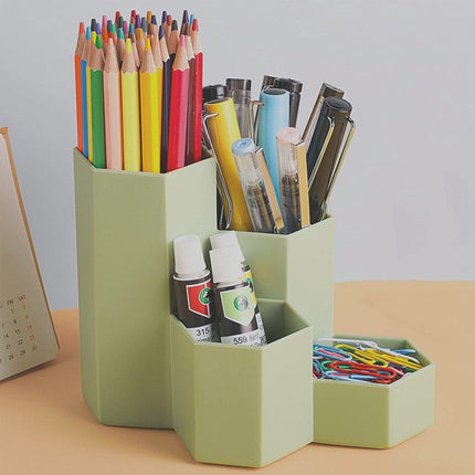 2pcs Hexagonal Pen Holder Desktop Organiser Storage Box Office Desk Accessories