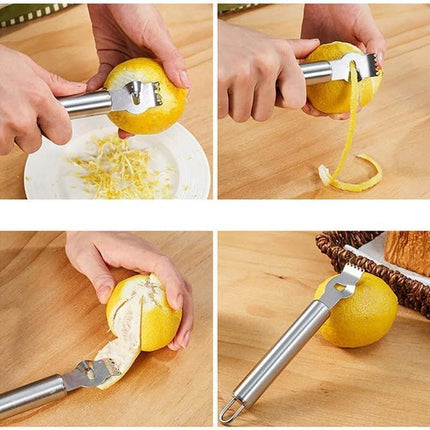 Lemon Zester Grater Knife Tool Stainless Steel with Channel Garnish Citrus Lime - Aimall