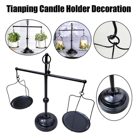 Black iron balance Scale candlestick decorative candle wedding Home Decor Gifts