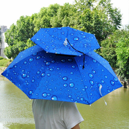 2-Layer Outdoor Foldable Sun Umbrella Hat Fishing Camping Headwear Cap Head Hat