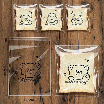 400PCS Self Sealing Bread Bags Cute Cartoon Transparent Self Adhesive Packaging