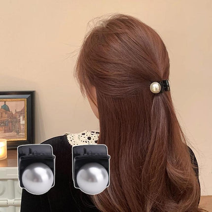 Mini Hair Claw Faux Pearl Hair Clip Hairpins For Women Girls Black Small Grab