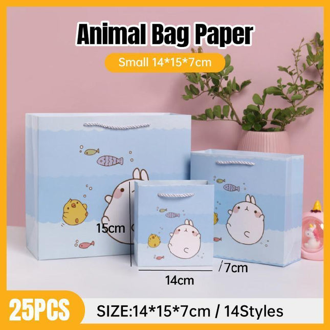 25PCS Cute Animal Gift Bags Creative Cartoon Paper Bags Birthday Party Favors