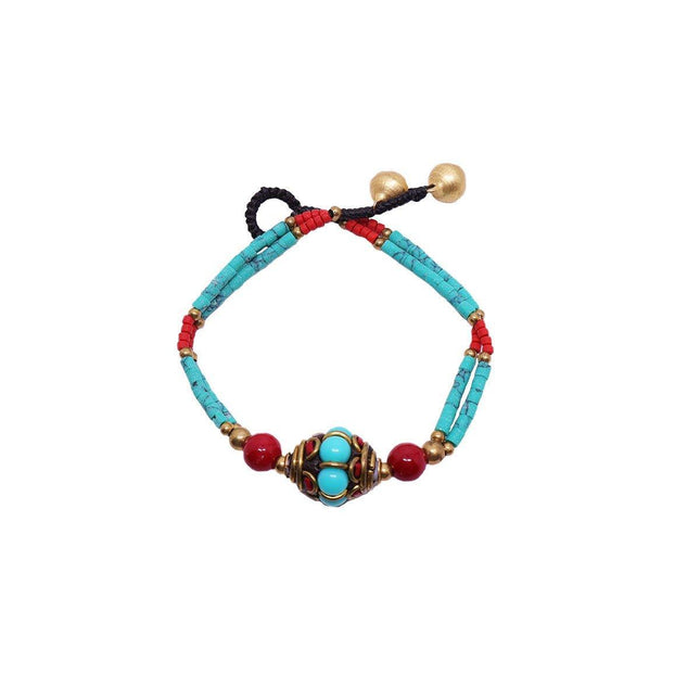 Ethnic Style Handmade Bracelet Color Stone Sky Bead Fashion Round Bead Bracelet