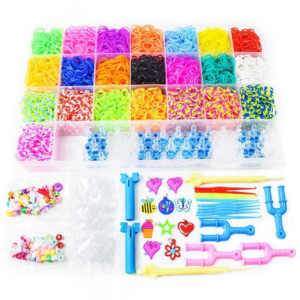 6800PCS Loom Bands Kit Bracelet Mixed Colour Rubber Refill Clip Hook Charms DIY - Aimall