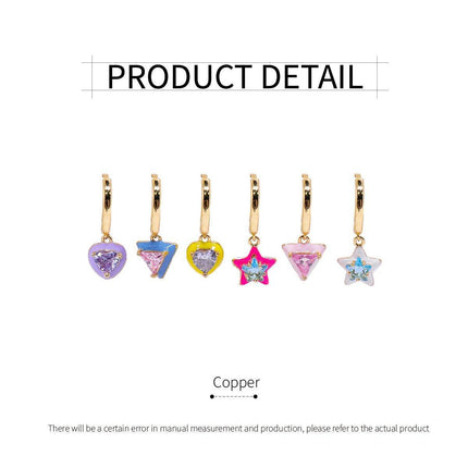 Colourful Geometric Earrings Glazed Zircon Fashion Dangle Sweet Jewelry