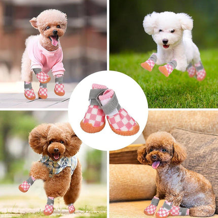 4pcs Breathable Mesh Dog Shoes Small Pets Puppy Paw Protection Summer Boots