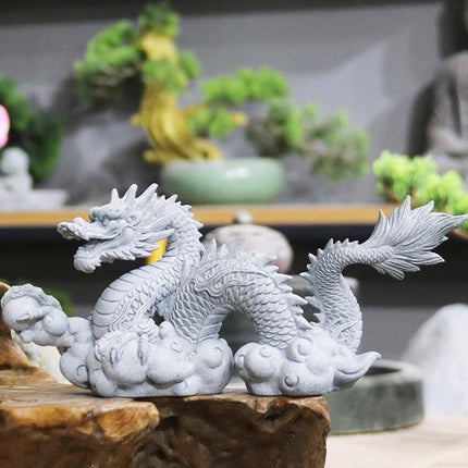 Imitation Lapis Lazuli Dragon Ornament Garden Fish Tank Aquascape Chinese Decor