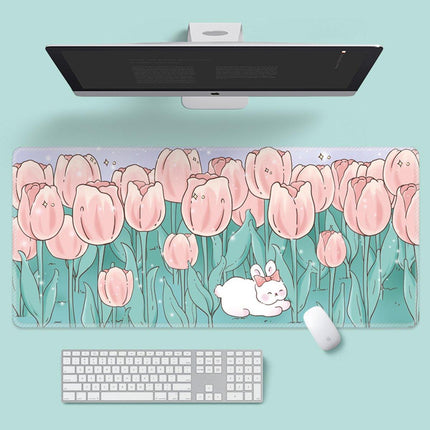 Flower Mouse Pad Oversized Keyboard Desk Pad for Office and Study Work Area