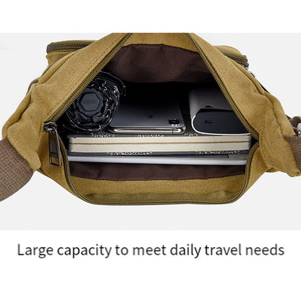 Multi Layer Canvas Crossbody Bag Casual Shoulder Bag for Travel Messenger Bag