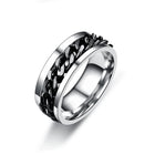Spinner Rings Mens Womens Fidget Rotating Ring Silver Stainless Steel Size 6 - Aimall