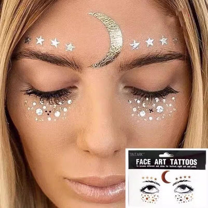 8Style Women Girl Face Gold Shine Body Temporary Tattoo Freckle Art Tattoo Paper - Aimall