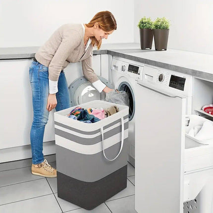 Foldable Canvas Laundry Basket for Dirty Clothes Storage Bag Hamper Organizer