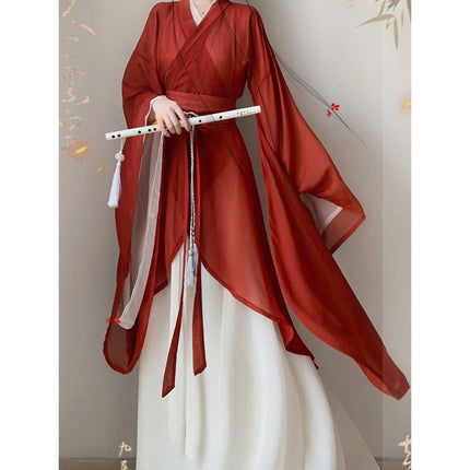 Womens Hanfu Wei Jin Style Big Sleeve Dress Northern Southern Dynasty