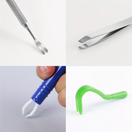 5PCS Pet Flea Tick Removal Tool Set Dog Cat Lice Fork Tweezers Kit Silver Hook