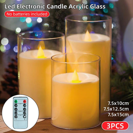 Led Flameless Electric Candle Lamp Acrylic Glass Simulation Flickering Christmas