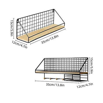 No-Punch Wall Mounted Iron Storage Rack Hanging Shelf for Home Organisation