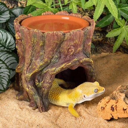 Tree Stump Reptile Cave Lizard Hide Terrarium Cave Home Decor Moisture Keeping