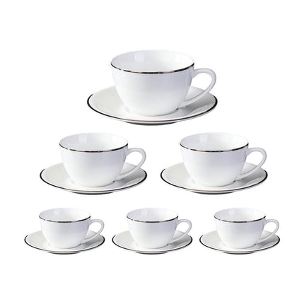 6PCS Ceramic Coffee Cup and Saucer Set Apricot Tea Cup with Ear Hotel Coffee Cup