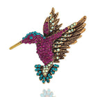 Fashion Hummingbird Brooch Pink Diamond Silver Brooch Gift Retro Style