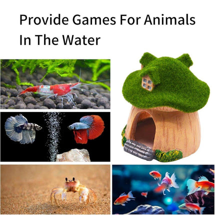 Aquarium Moss Mushroom House Aquascape Crafts Fish Shrimp Hiding Decoration