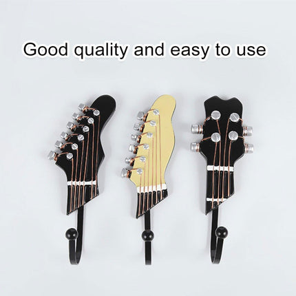 3pcs Guitar Theme Decorative Hooks Wall Mounted Hooks for Home and Office Use