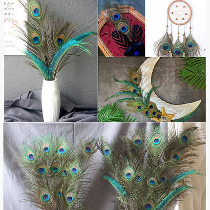 5-10PCS Natural Peacock Tail Eyes Feathers 75-80cm 26-30cm DIY Craft Vase Decor - Aimall