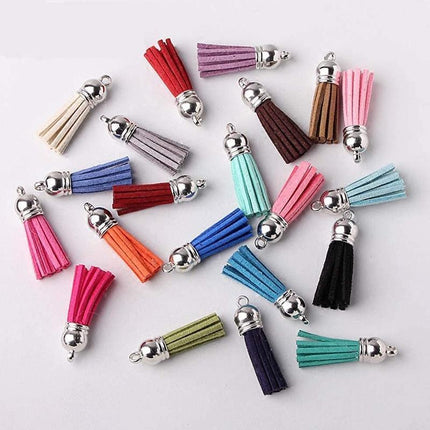 50X Leather Key Chain Ring Tassel Pendants Bulk Mixed DIY Crafts Jewelry Making - Aimall