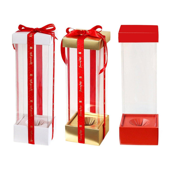 10PCs Strawberry Tower Transparent Box Spring Festival Dessert Baking Pack - Aimall