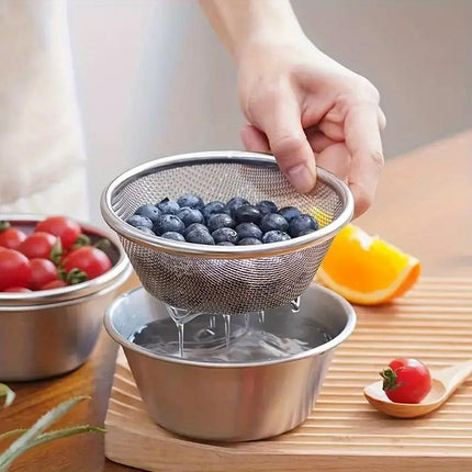 Mini Stainless Steel Sieve Drainage Basket Fruit Filter Basin for Kitchen Use