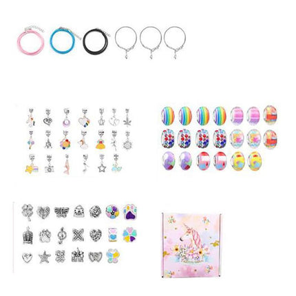 Beads Jewellery Charms Pendant Set DIY Craft Girls Kids Gift Bracelet Making Kit - Aimall