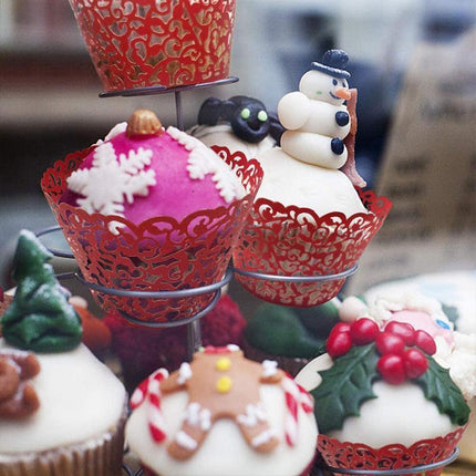 25x Laser Cut Cupcake Wrappers Filigree Case Wedding Baby Party Many Colour - Aimall