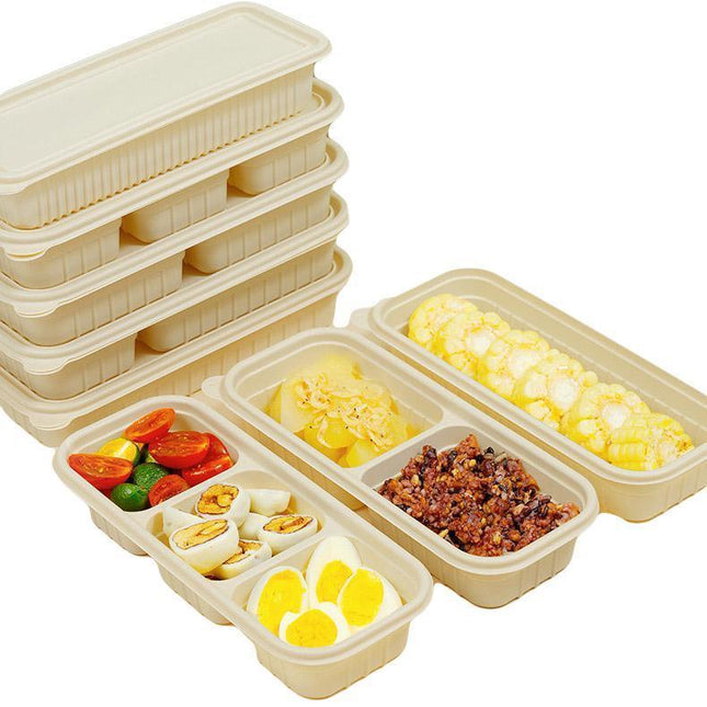Biodegradable Corn Starch Meal Prep Containers Lids Durable Multi Compartment