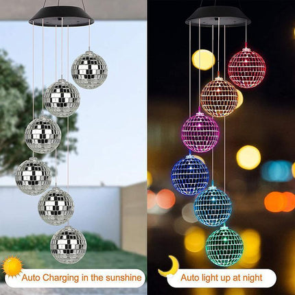 Colour Changing Wind Chimes LED Light Hanging Decor Outdoor Solar Powered Garden - Aimall