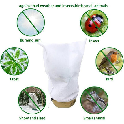 Plant Cover Freeze Frost Protection Bag Drawstring Garden Shrubs Bag Reusable - Aimall