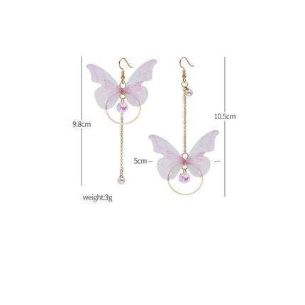 Butterfly Drop Earrings Asymmetrical Long Circle Fringe Dangle Women Jewelry