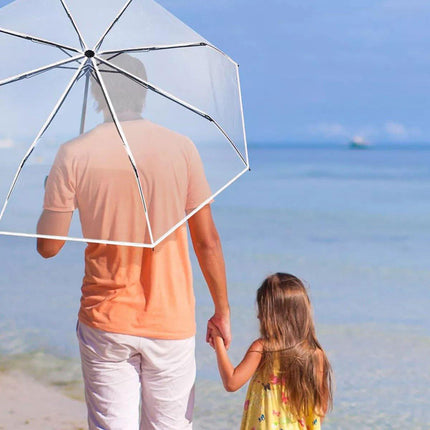 Transparent Folding Umbrella Compact Tri Fold Design Clear Rain Protection Cover