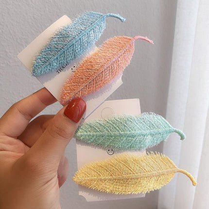 For Women Sweet Leaf Gradient Color Cute Hairpins Barrettes Side Clip Hair Clip - Aimall