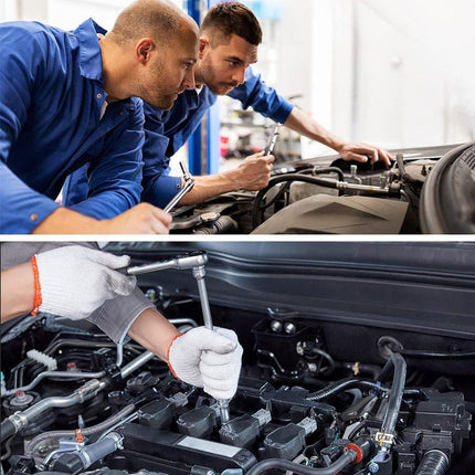 53PCS Metric Deep Socket Set 1/4" Drive Wrench with Flexible Extension Bar Tools