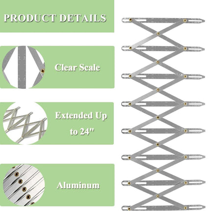 Equidistant Ruler DIY Tools Open Hole Punching Aluminum Seam Gauge for Crafts