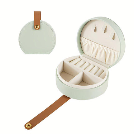 Small Portable Leather Jewelry Box Travel Case for Necklace Ring Earring Storage