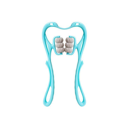 Hand 6-Roller Neck Shoulder Massager Trigger Point Pressure Pain Fatigue Relieve - Aimall