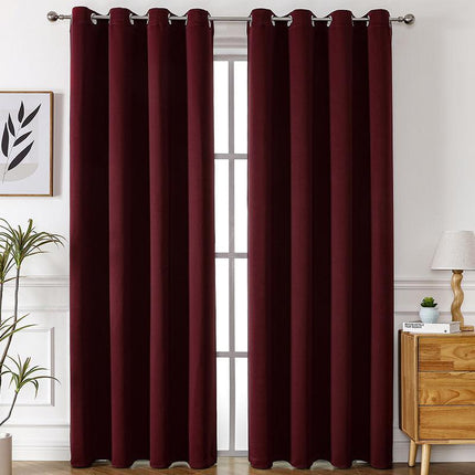 2pcs Semi Blackout Curtain Fabric Solid Colour Home Decor Drapes for Living Room