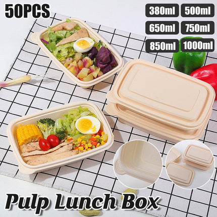 50pcs Eco Friendly Corn Starch Lunch Box Degradable Takeout Bento Container