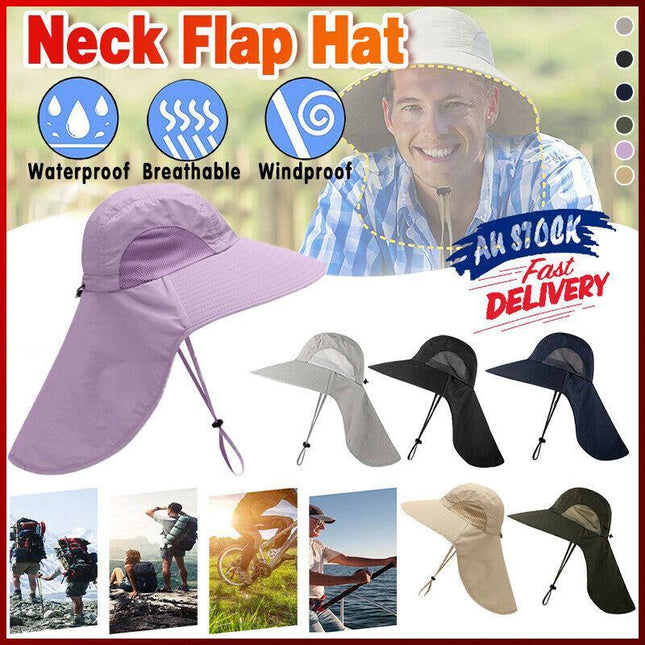 1x Neck Flap Cap Unisex Outdoor Sport Fishing Hat Sun Protection Wide Brim Cover - Aimall
