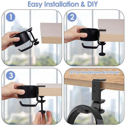 360-degree Rotating Metal Earphone Holder Desk Cup Storage Rack Headphone Stand