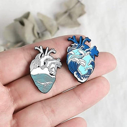Rough Seas and Calm Seas Heart Brooch Ocean Inspired Jewellery Pin Fashion