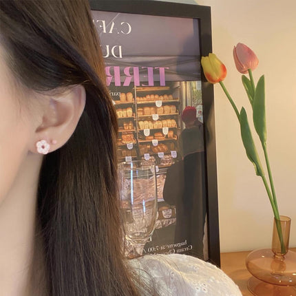 Cute Pink Stud Earrings Set for Women Girls Simple Fashion Jewelry Accessories